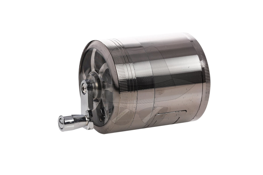 80403 4 Part Aluminum Grinder W/ Handle Gun Metal