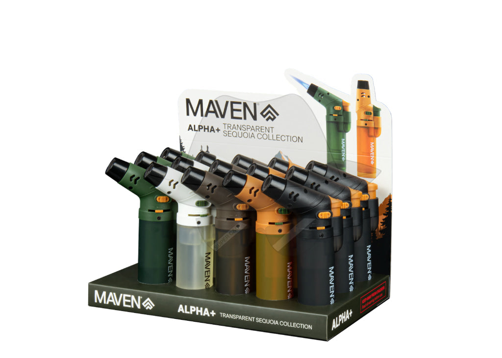 Maven Alpha Transpare Sequoia Torch Lighter Display -15ct Lighter