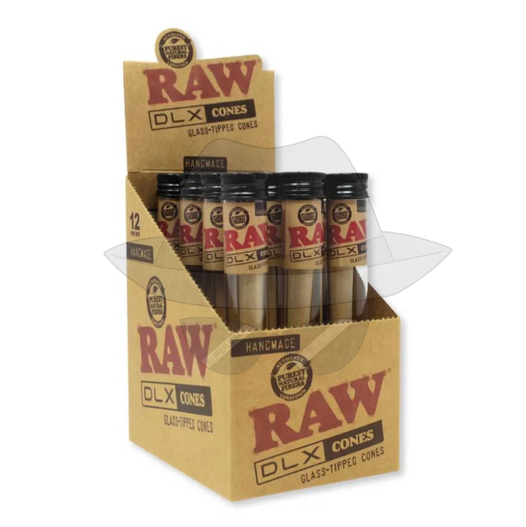 Raw Dlx Glass-Tipped Cone-12Ct Cone Rolling Papers