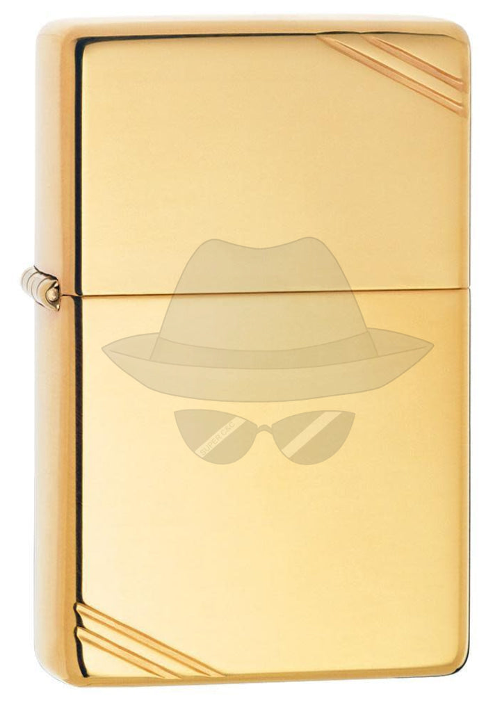 #012 Zippo Oil Lighterhigh Polish Brass Vintage With Slashes Lighter