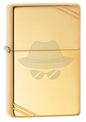 #012 Zippo Oil Lighterhigh Polish Brass Vintage With Slashes Lighter