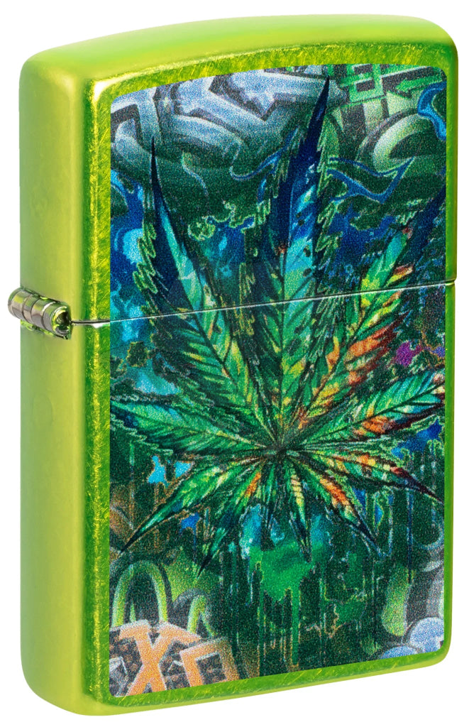 #056 Zippo Lighter: Graffiti Leaf Design Lighter