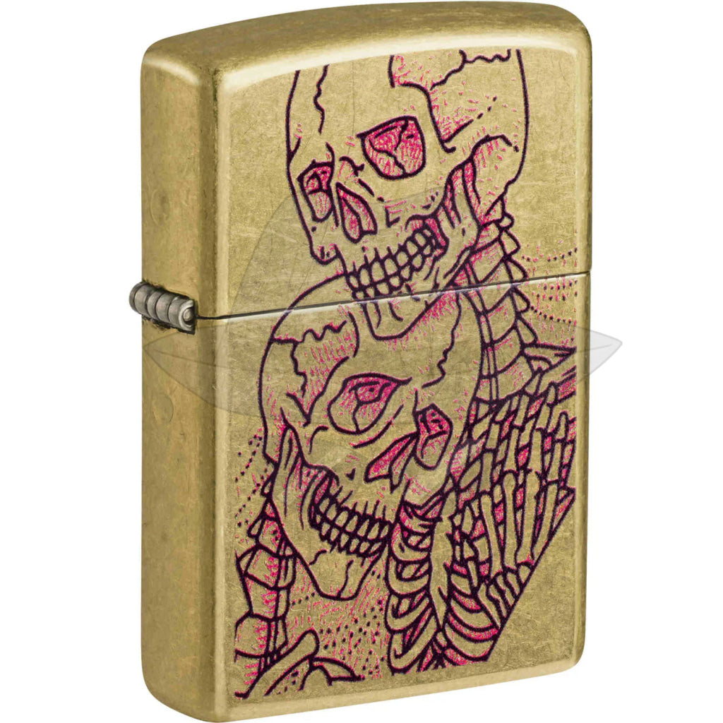 #112 ZIPPO OIL LIGHTER: LOVE SKULL DESIGN Lighter