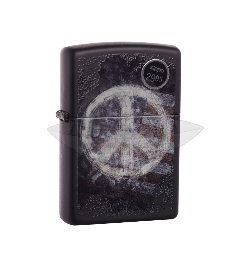 #142 Zippo Oil Lighter: Peace On Flag Lighter