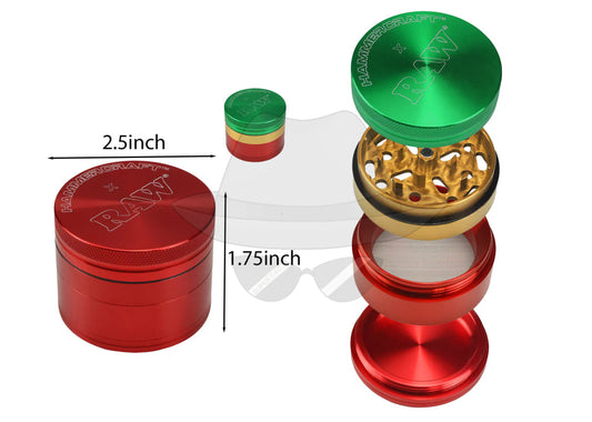 2.5 Raw X Hammercraft Four Piece Aluminum Grinder Grinder