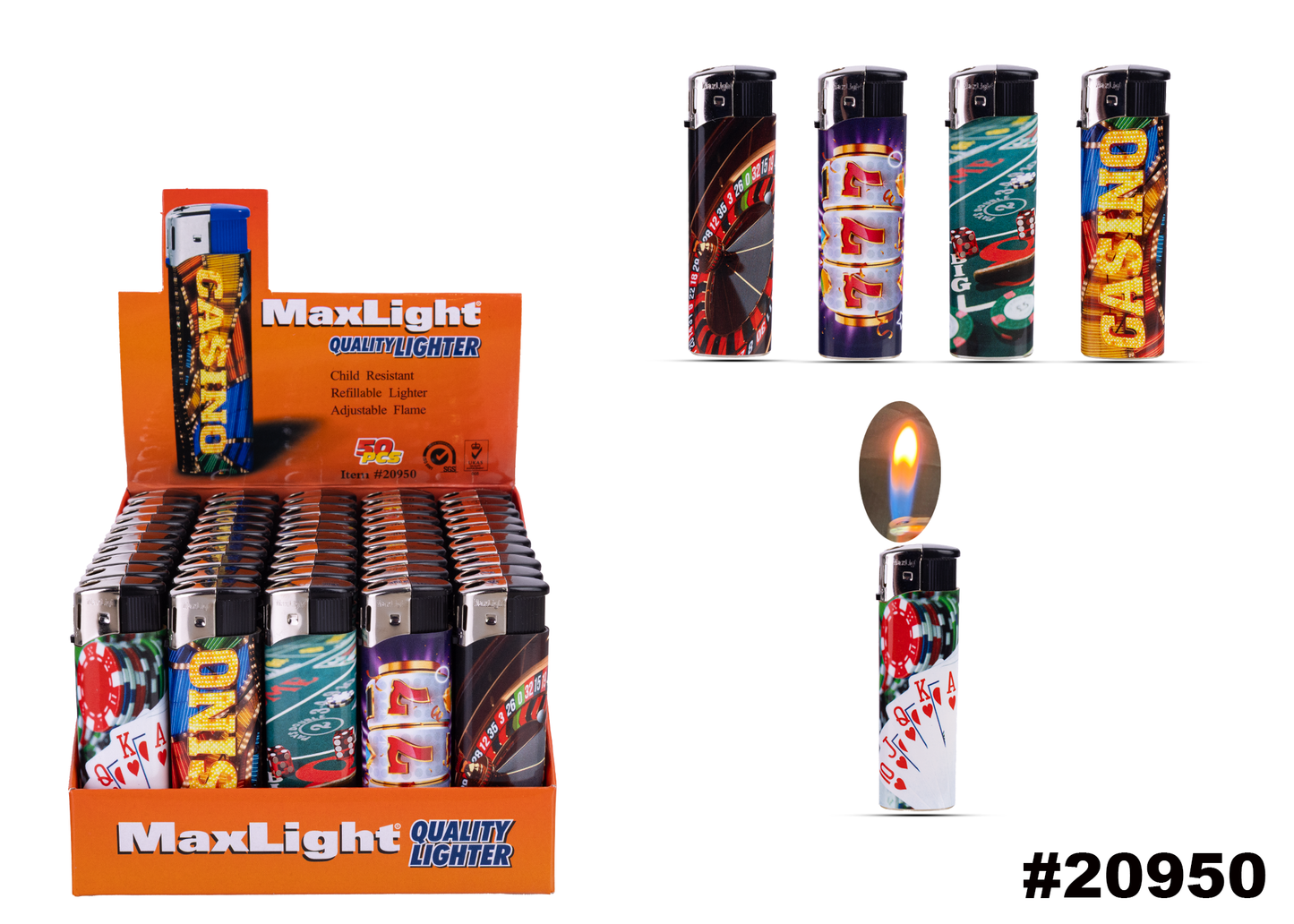 MaxLight Torch Lighter Casino #20950- 50ct