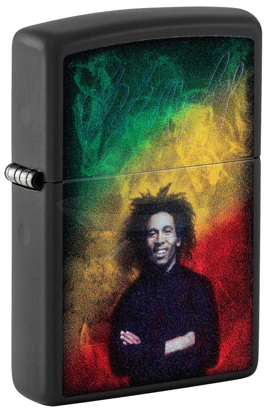 #215 Zippo Lighter: Bob Marley Black Light Signature Design Lighter