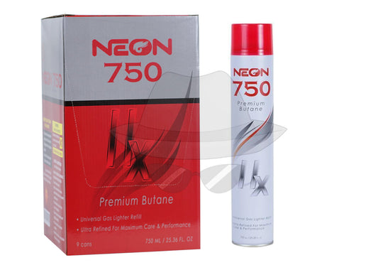 750Ml Neon 11X Refined Butane Refill-9Pc Lighter
