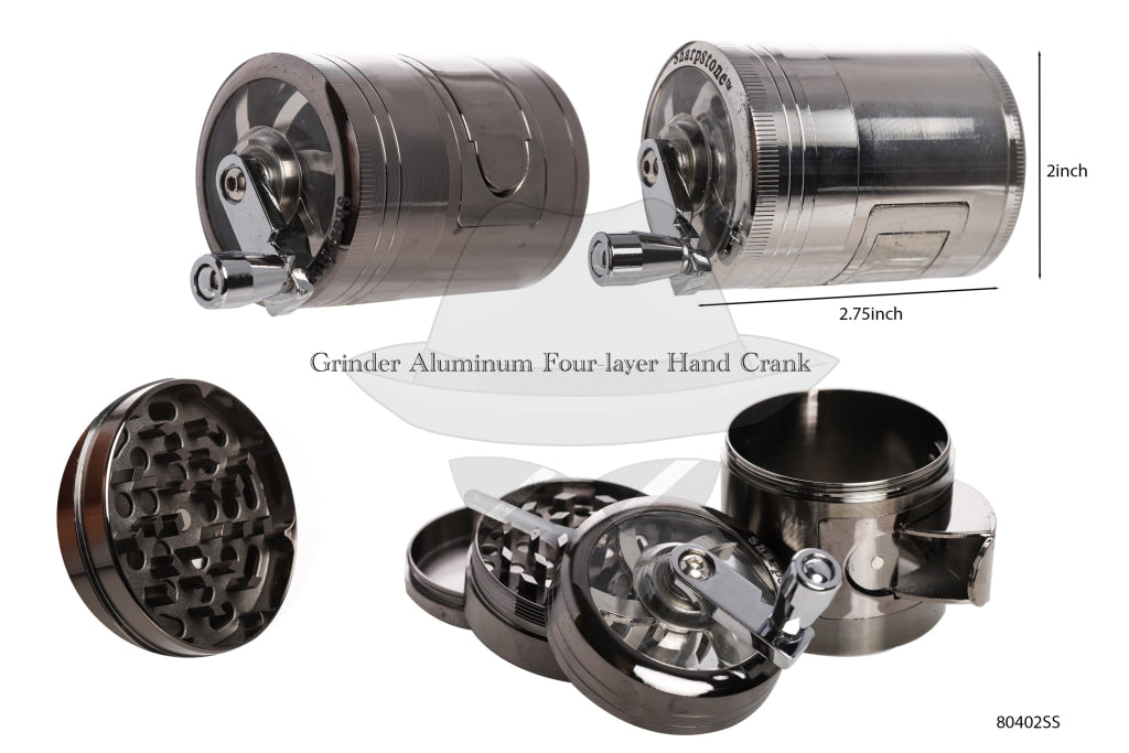 80402Ss Grinder Aluminium 4 Layer Hand Crank Grinder