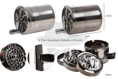80403 4 Part Aluminum Grinder W/ Handle