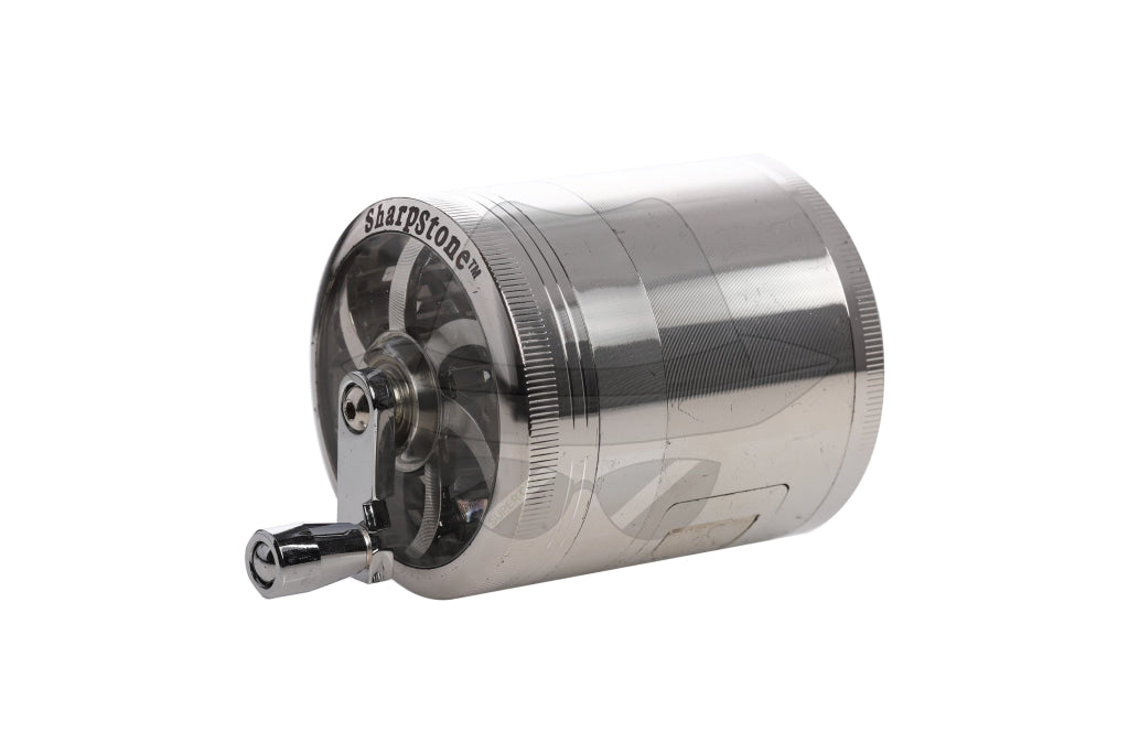 80403 4 Part Aluminum Grinder W/ Handle Silver