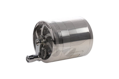 80403 4 Part Aluminum Grinder W/ Handle Silver