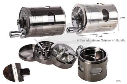 80404Ss 4 Part Aluminum Grinder W/handle