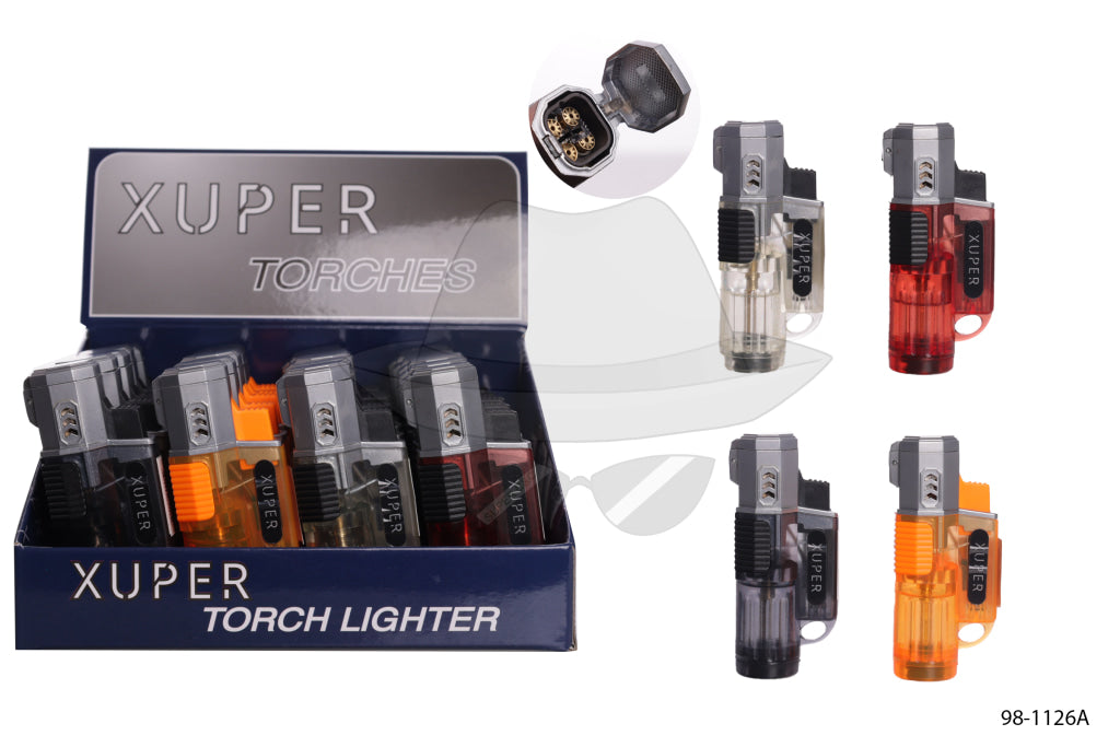 98-1126A Xuper Transparent Quad Torch-20Ct Lighter
