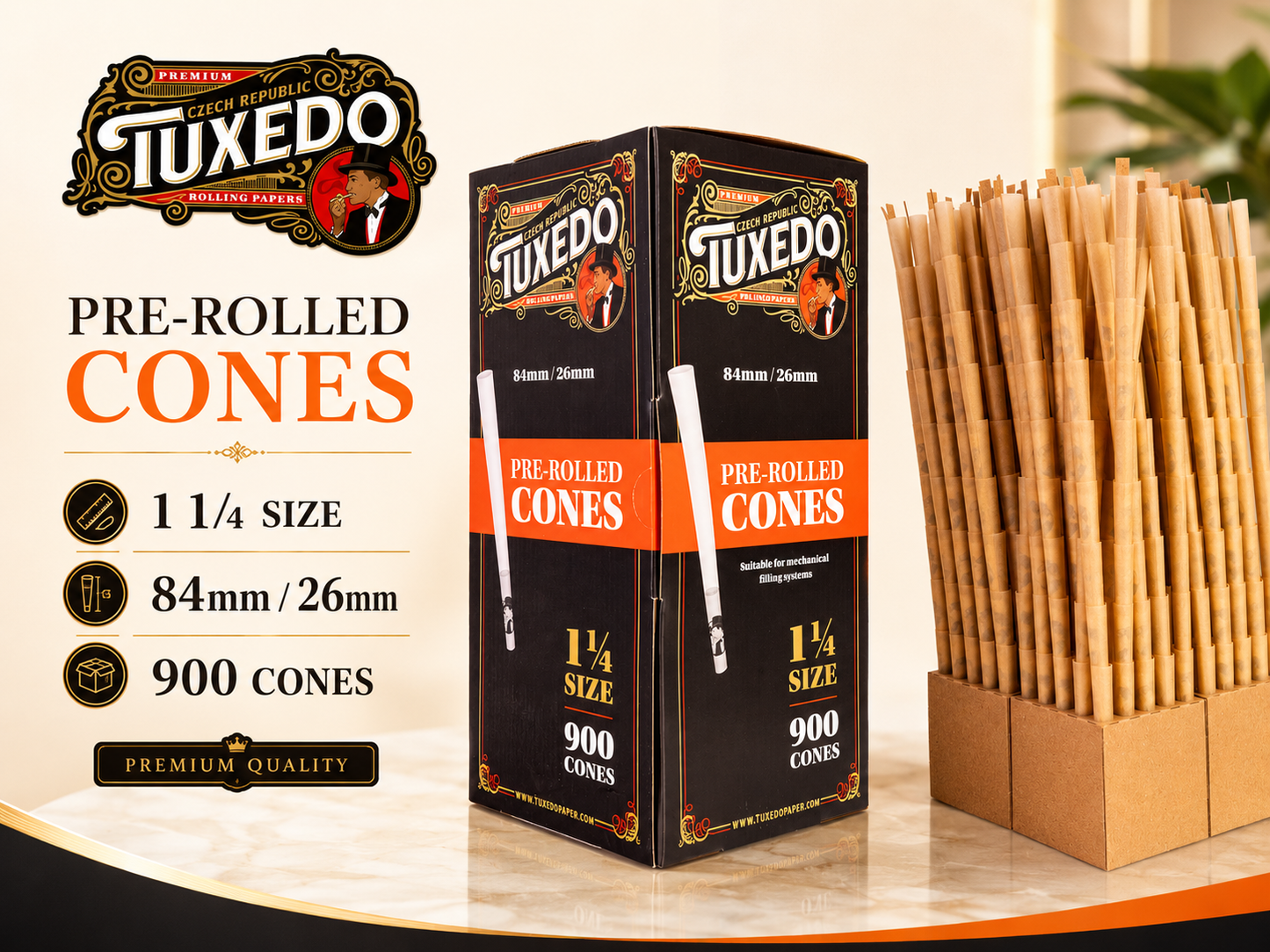 TUXEDO PRE-ROLLED CONE 1.25 - 900CT