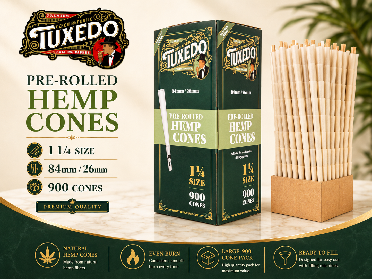 TUXEDO PRE-ROLLED CONE 1.25 - 900CT