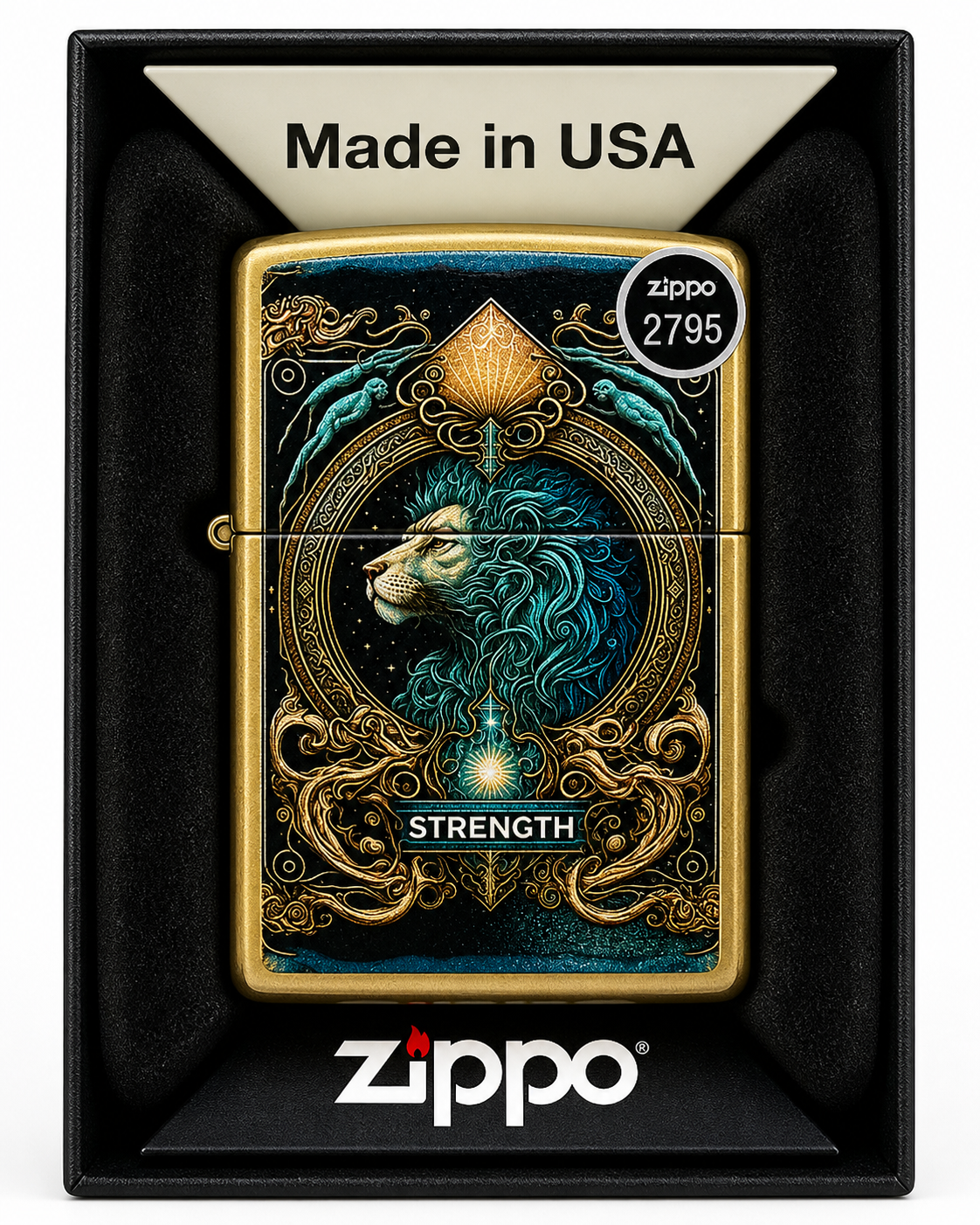 #190 ZIPPO Oil Lighter: Strength Tarot Card