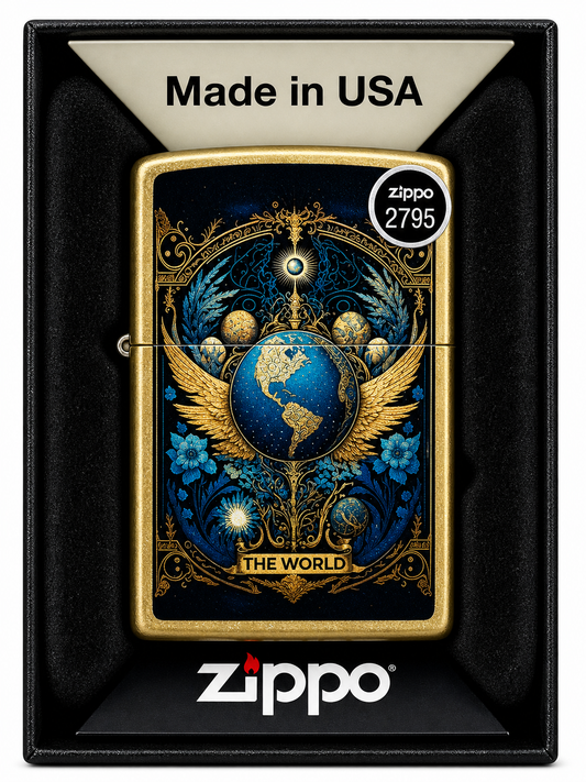 #202 Zippo Lighter: WORLD TAROT CARD