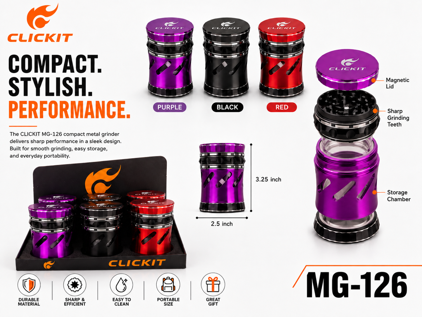 MG126 4part Grinder -6ct