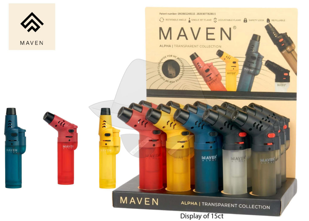 Alpha - Collection Transparent By Maven Torch-15Ct Lighter