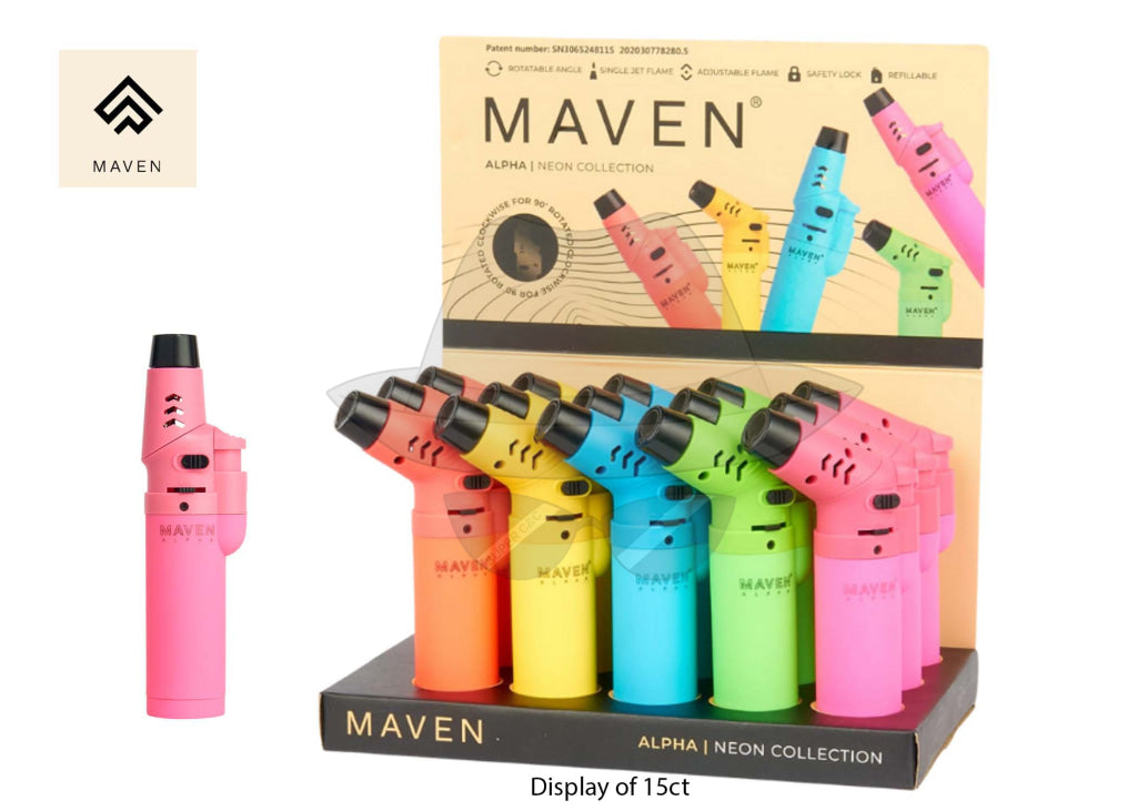 Alpha - Neon Collection By Maven Torch-15Ct Lighter