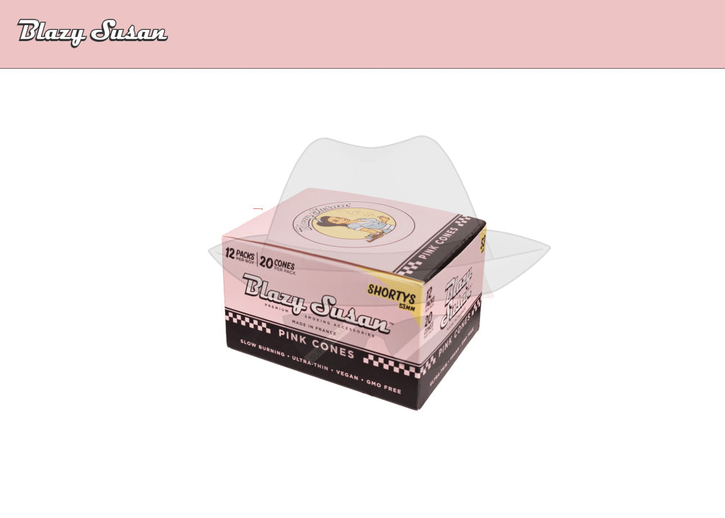 Blazy Susan 20Ct Pre Rolled Cones-12Pks Pink 53Mm Rolling Papers