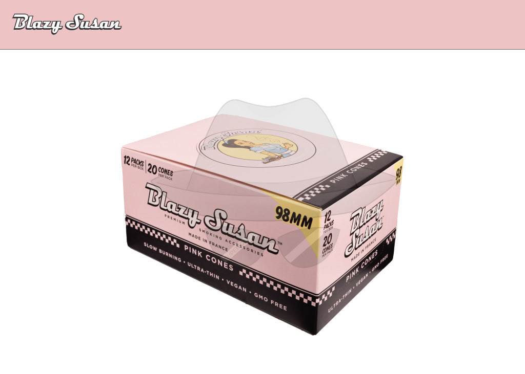 Blazy Susan 20Ct Pre Rolled Cones-12Pks Pink 98Mm Rolling Papers