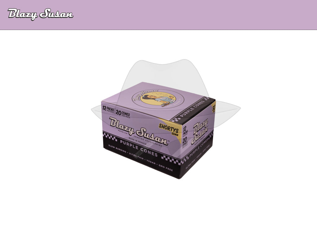 Blazy Susan 20Ct Pre Rolled Cones-12Pks Purple 53Mm Rolling Papers