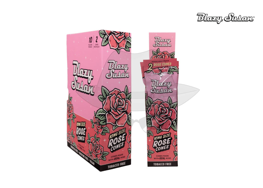 Blazy Susan Rose Cone Ks Made With Real | Full Box 10Ct Rolling Papers