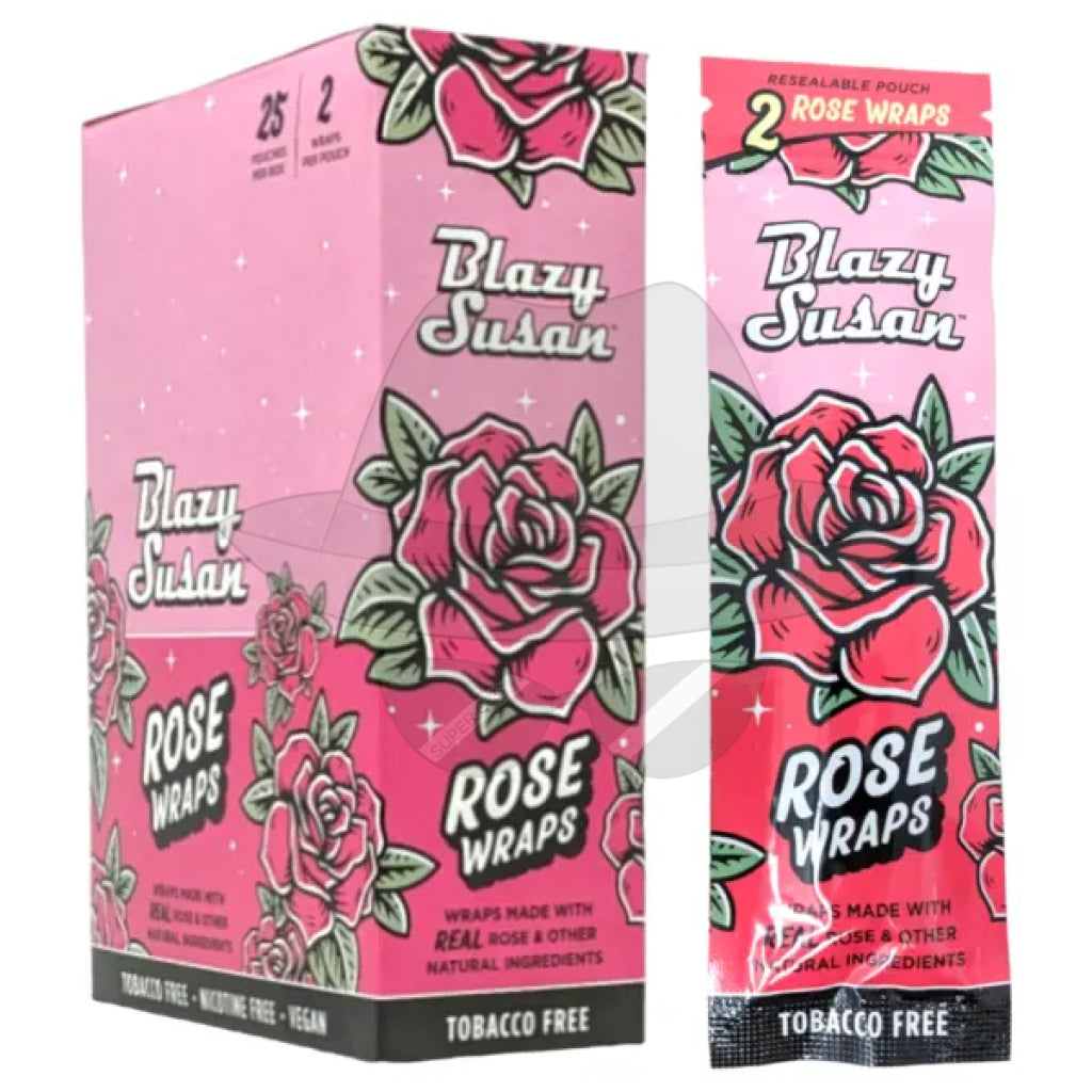 Blazy Susan Rose Wraps Made With Real | Full Box 25Cts Rolling Papers