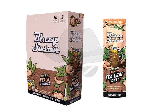 Blazy Susan Tea Leaf Cone Peach| Full Box 10ct Rolling Papers