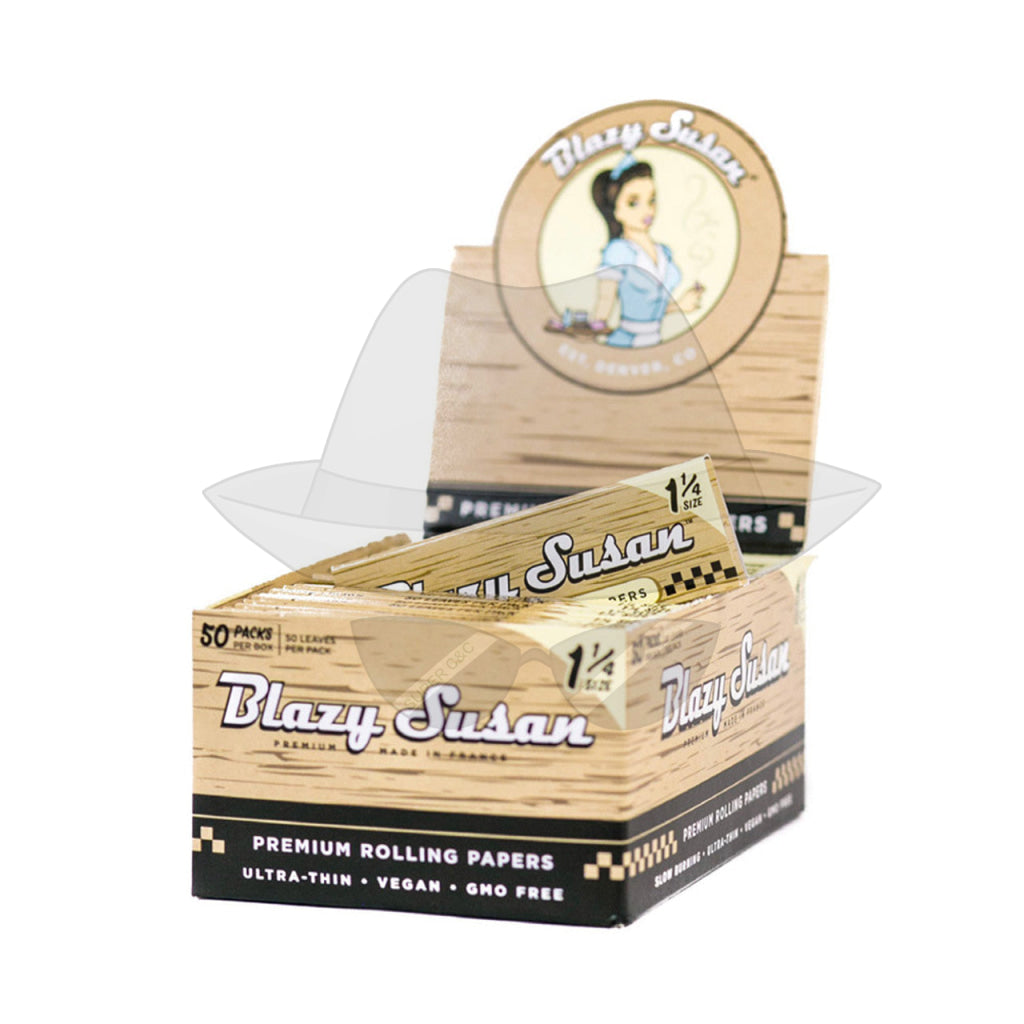 Blazy Susan Unbleached 1 1/4 Rolling Papers Display Of 50 Rolling Papers