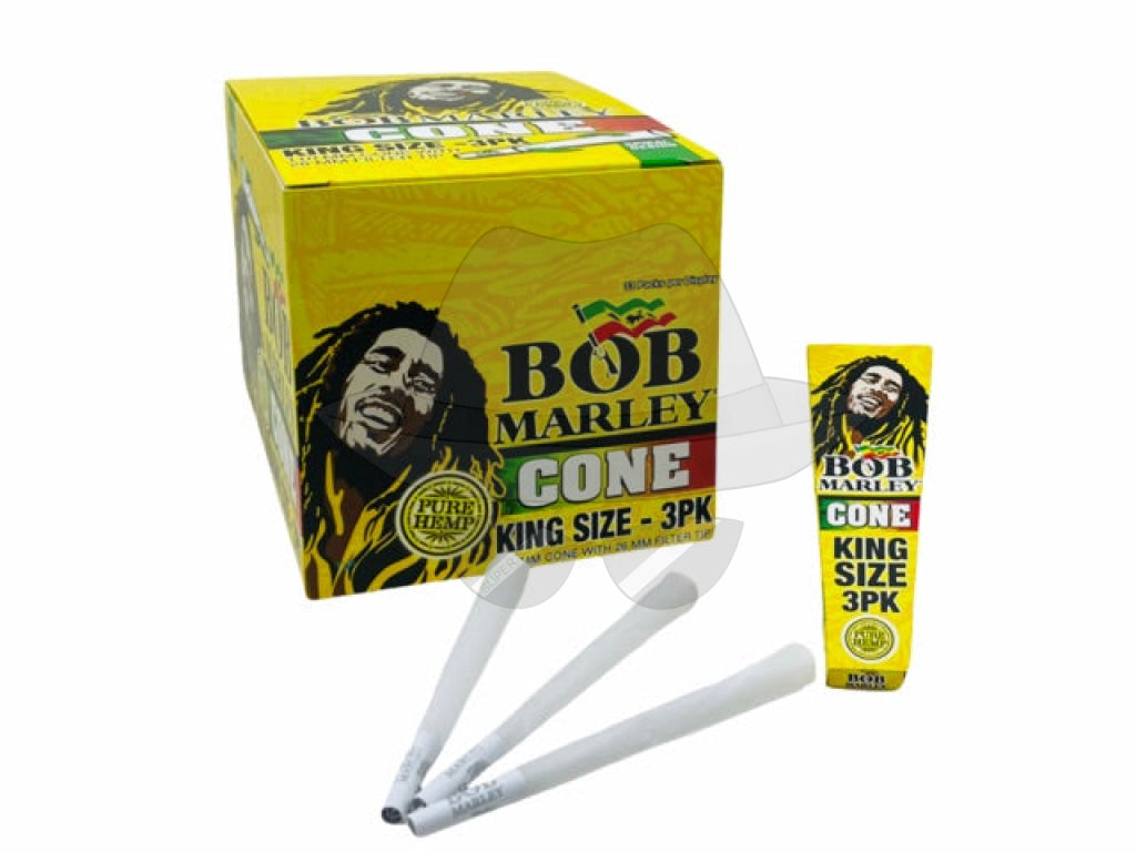 Bob Marley King Size 110Mm Cone With Tips 3Ct Box Of 33 Rolling Papers
