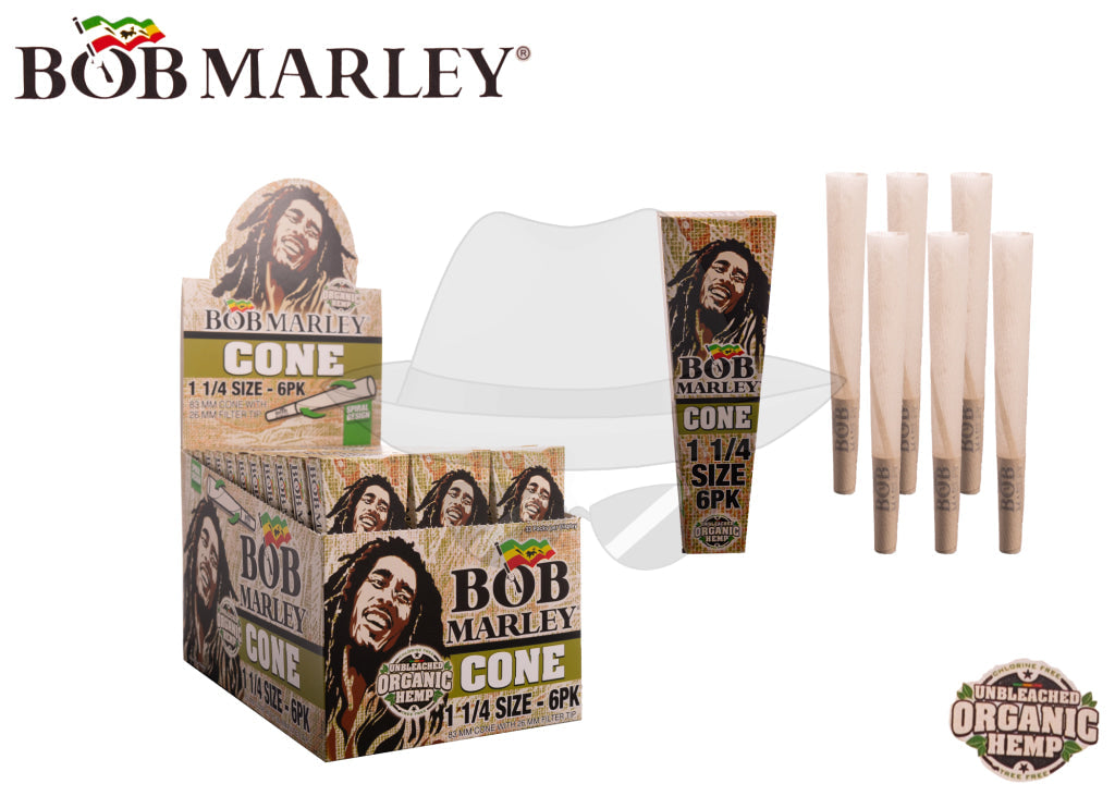 Bob Marley Organic Cone 1 1/4 6 Cones 33 Packs Rolling Papers