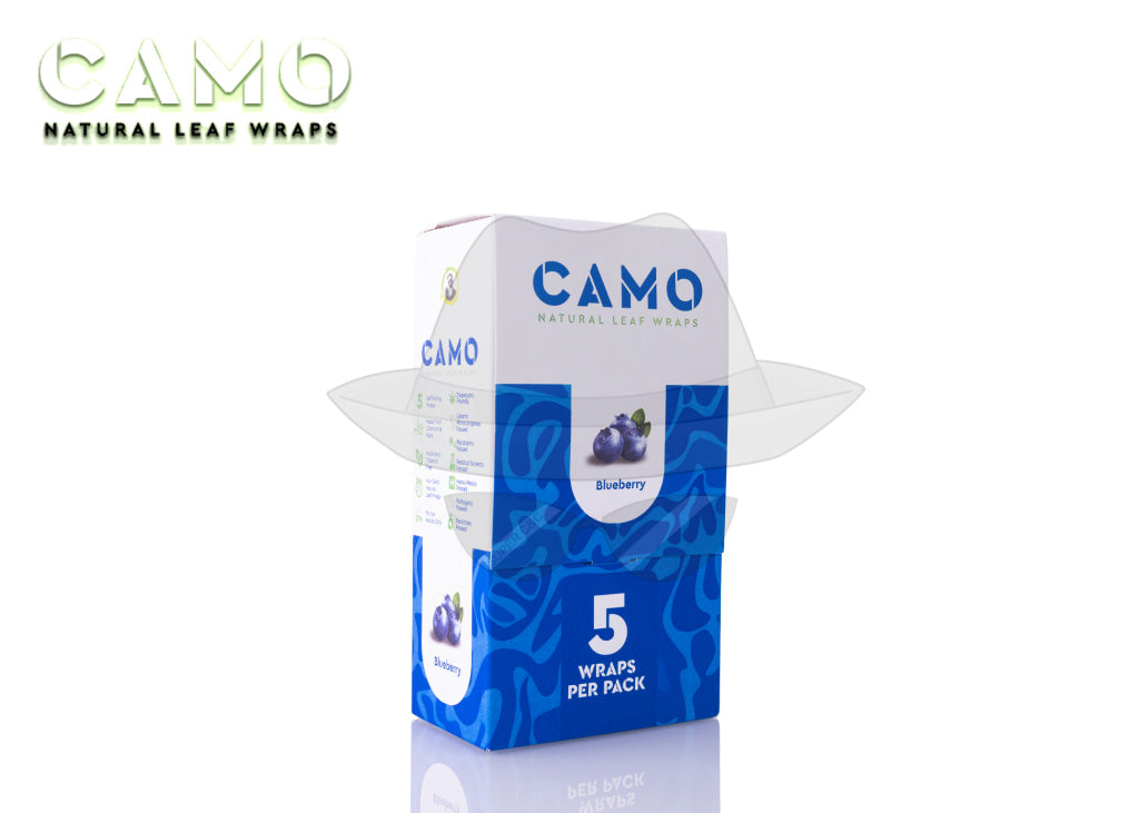 CAMO NATURAL LEAF WRAPS(5pks)- 25CT Blueberry Rolling Papers