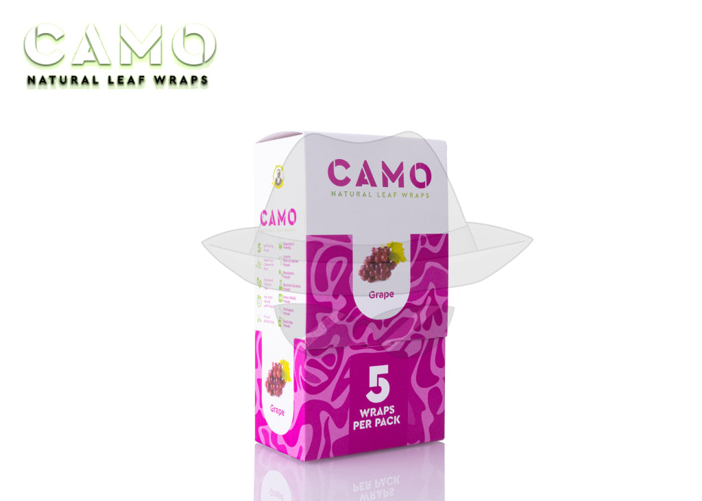 CAMO NATURAL LEAF WRAPS(5pks)- 25CT Grape Rolling Papers