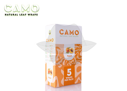 CAMO NATURAL LEAF WRAPS(5pks)- 25CT Peach Rolling Papers