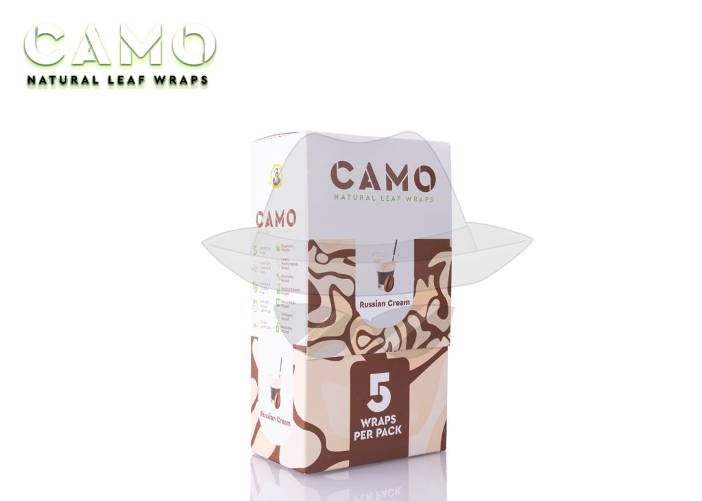 CAMO NATURAL LEAF WRAPS(5pks)- 25CT Russian Cream Rolling Papers