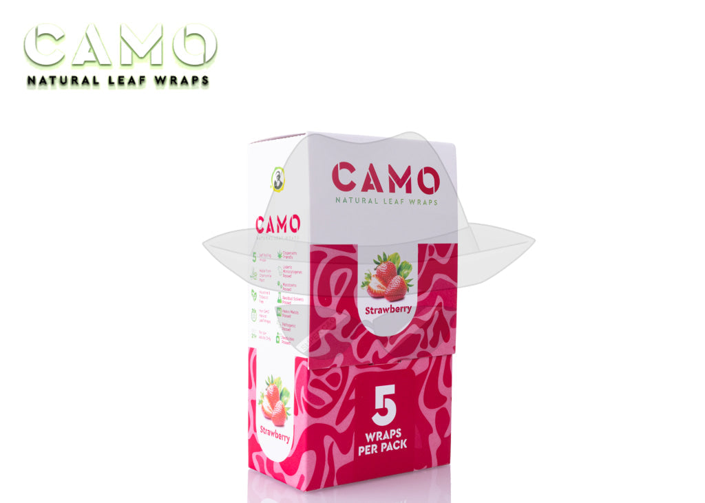 CAMO NATURAL LEAF WRAPS(5pks)- 25CT Strawberry Rolling Papers