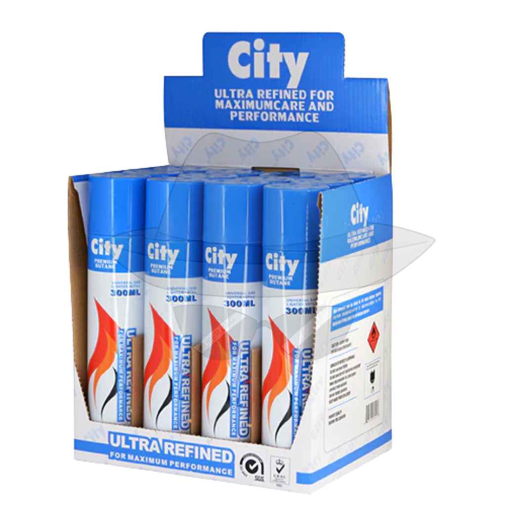 City 7X 300Ml Refined Butane-12Ct Lighter