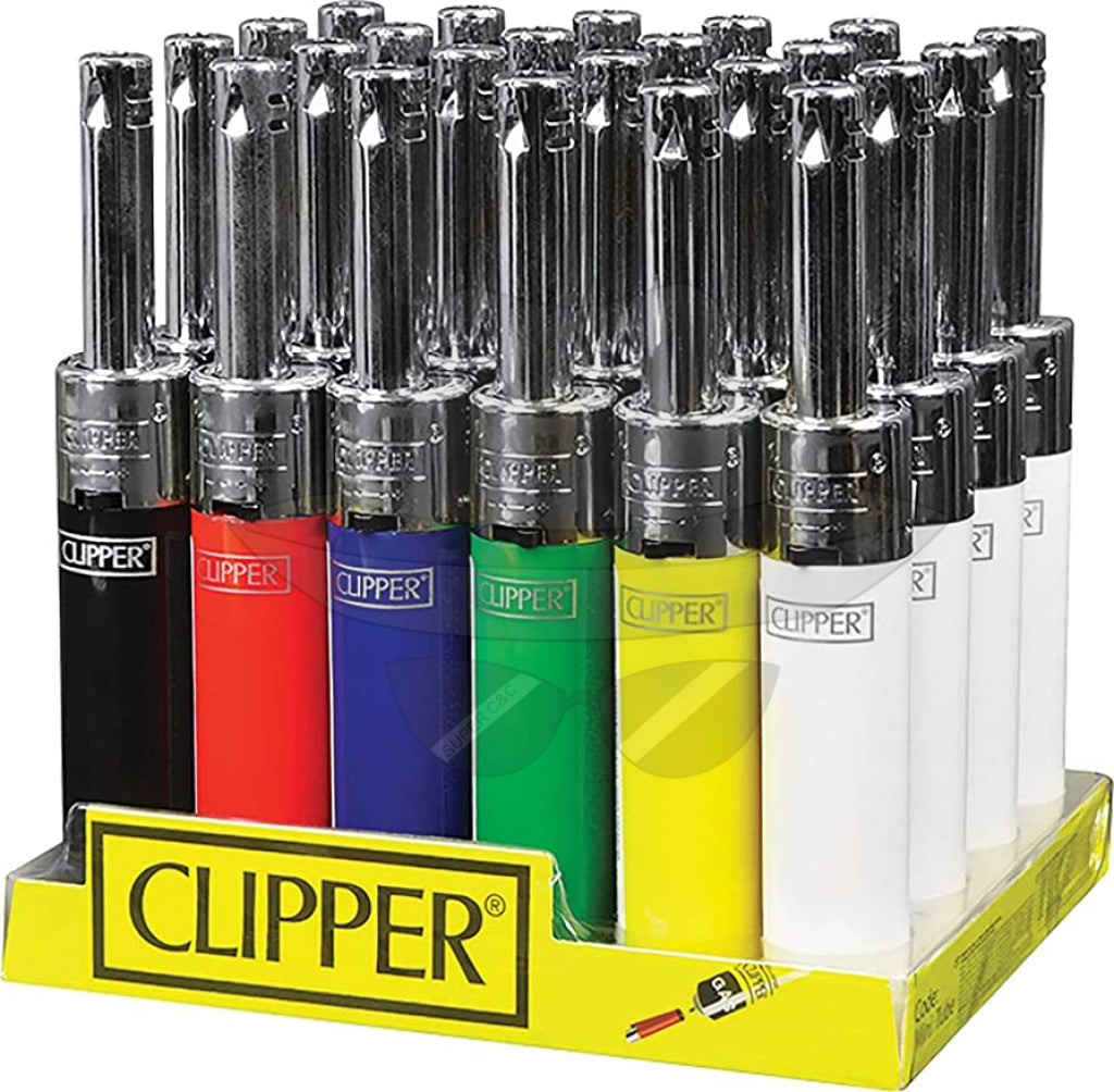 Clipper Lighter Electronic Mini Tube-24Ct Silver