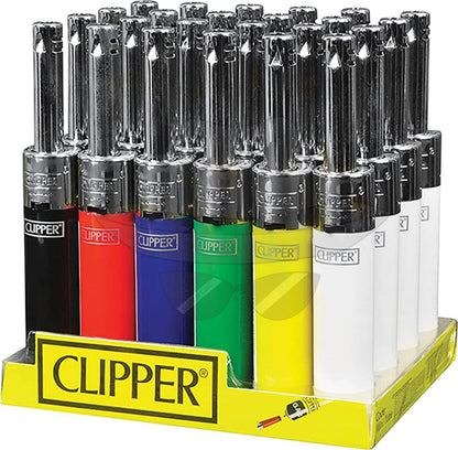 Clipper Lighter Electronic Mini Tube-24Ct Silver