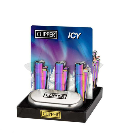 Clipper Metal Lighter With Case-12Ct Icy