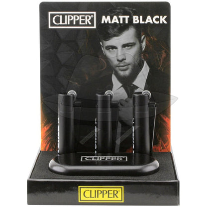 Clipper Metal Lighter With Case-12Ct Matt Black