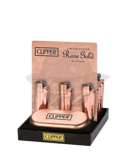 Clipper Metal Lighter With Case-12Ct Rose Gold