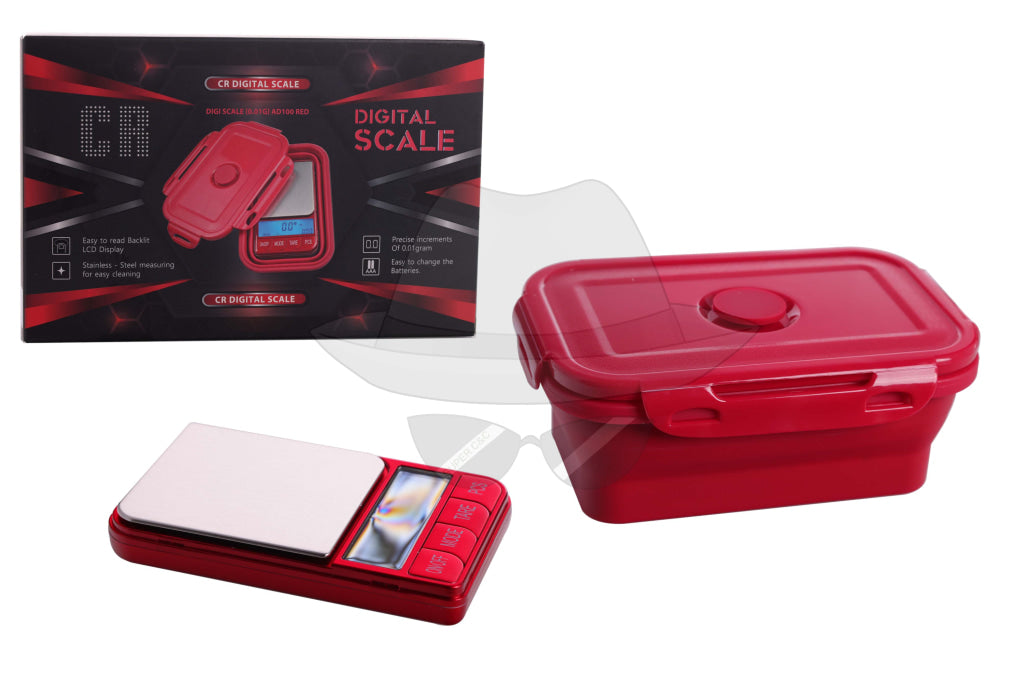 Cr Digital Scale Ad100 - 0.01G W/ Silicone Box Red