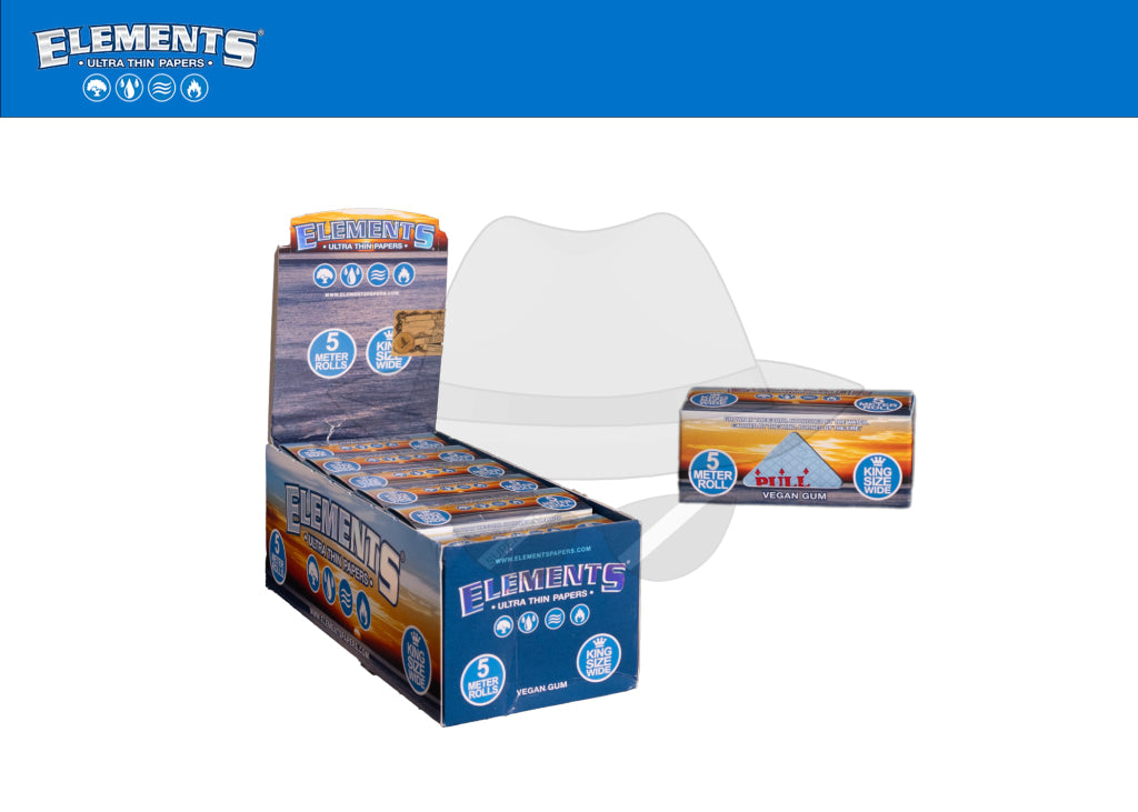 Elements 5 Meters Ultra Thin King Size Wide Rice Paper-10Per Box Rolling Papers