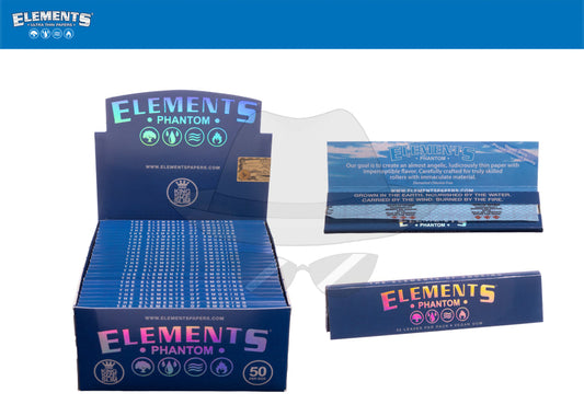 Elements Phantom King Size Slim Rice Paper-50 Packs Box Rolling Papers