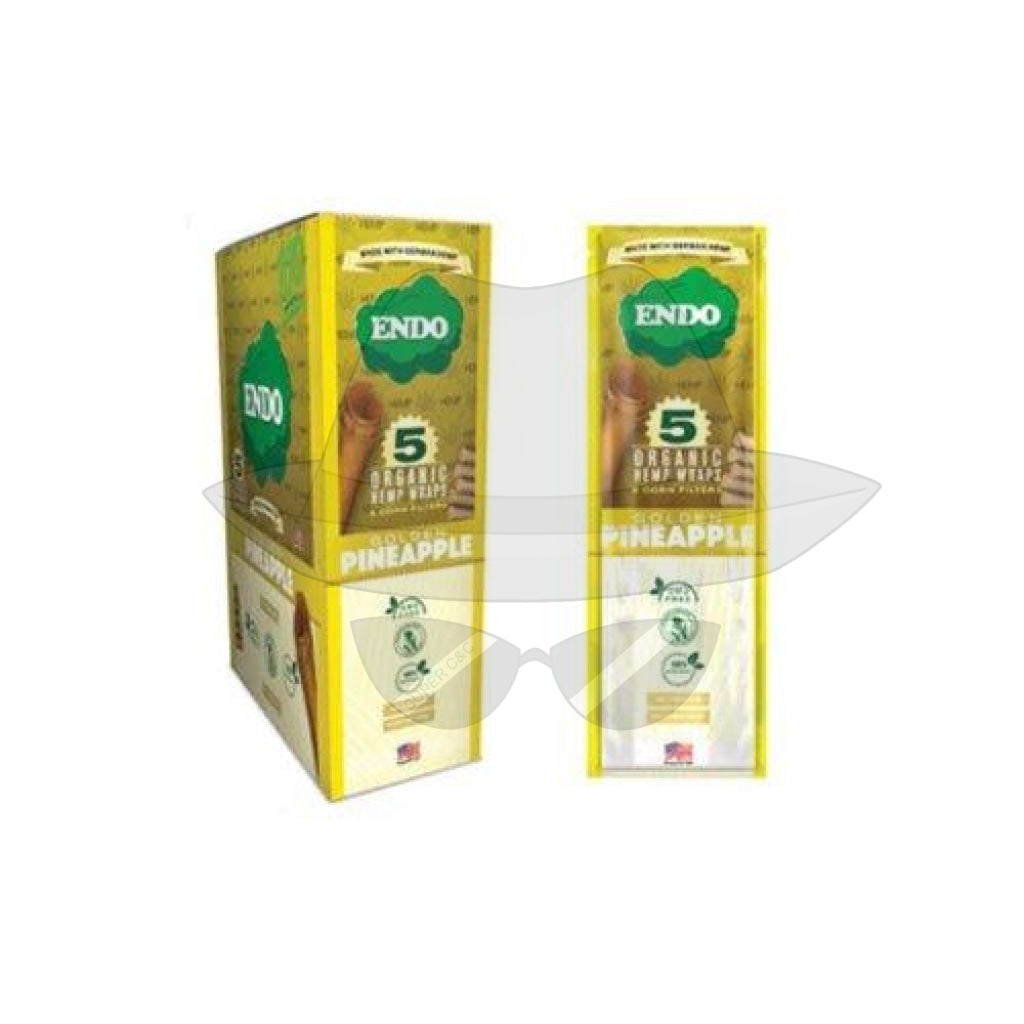 Endo Organic Wraps 5 Cone Filter-15 Display Golden Pineapple Rolling Papers