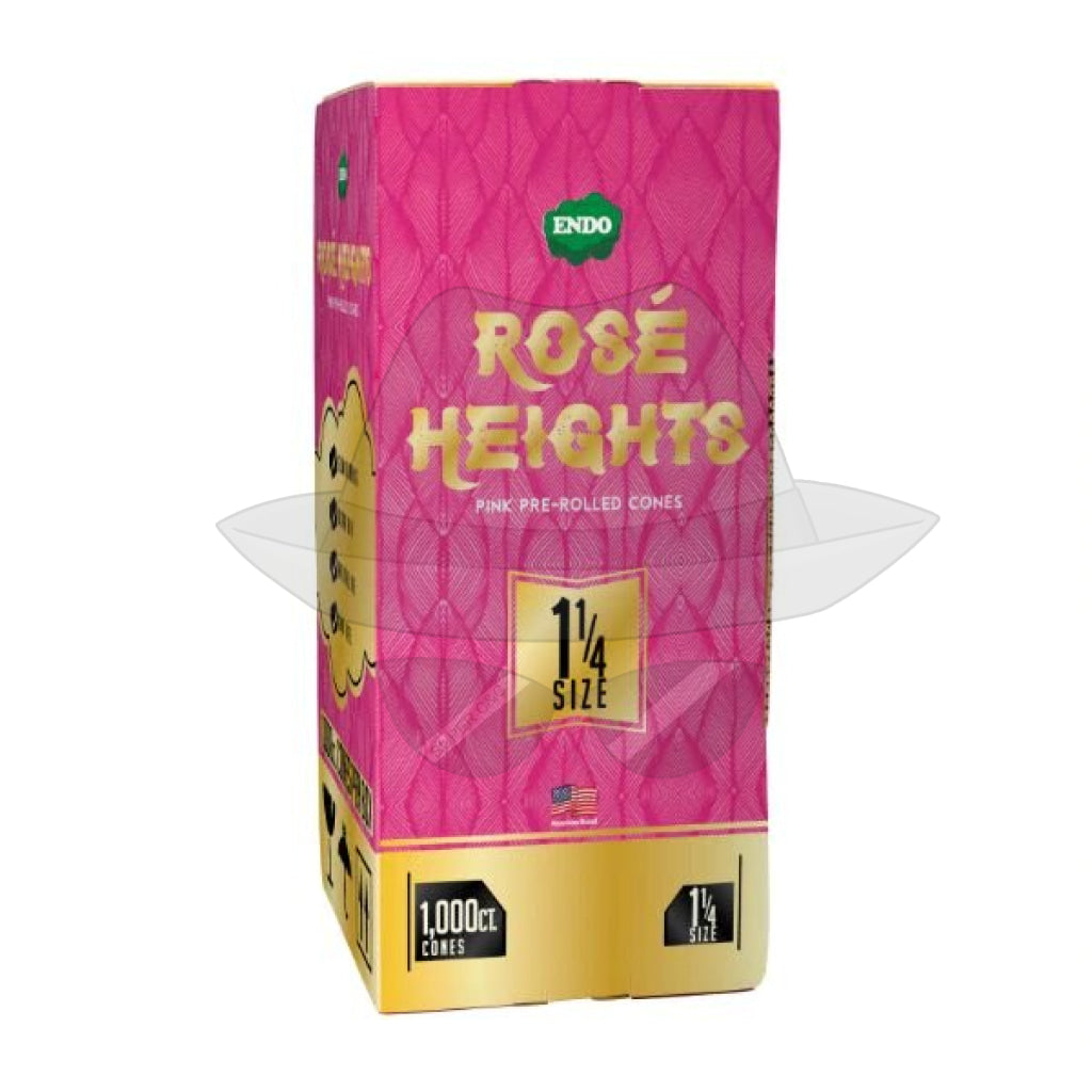 Endo Rose Heights Premium Pink Cones-1000Ct 11/4 Rolling Papers